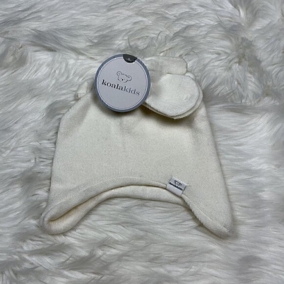 NEW KOALA KIDS 2PC Ivory Baby Bear Hat Mitten Set Winter Accessories - Picture 1 of 10